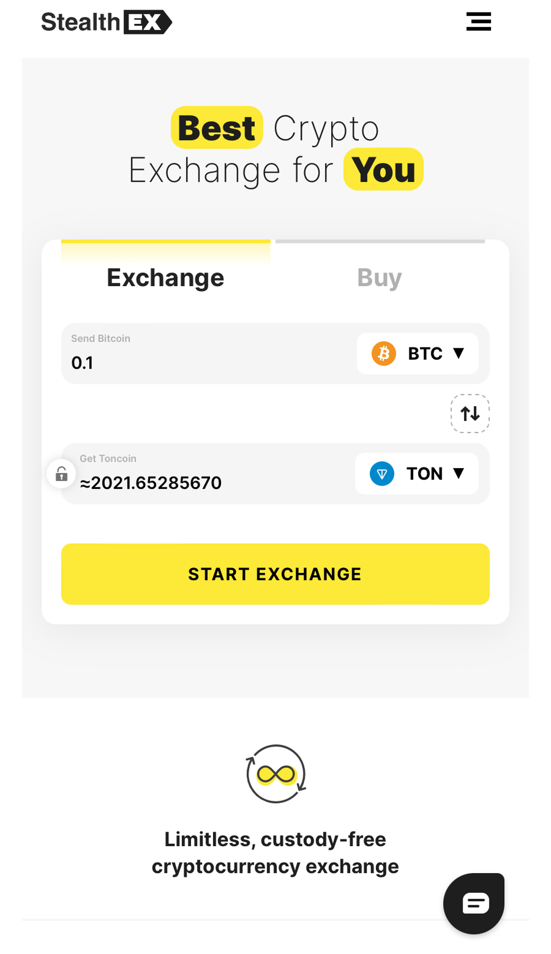 StealthEX App Image