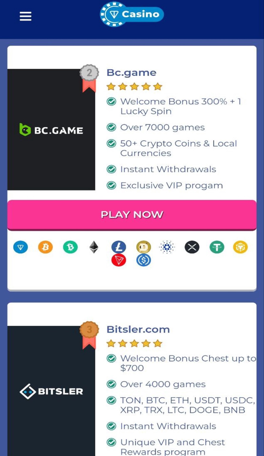 TONcasinos 🎰 App Image