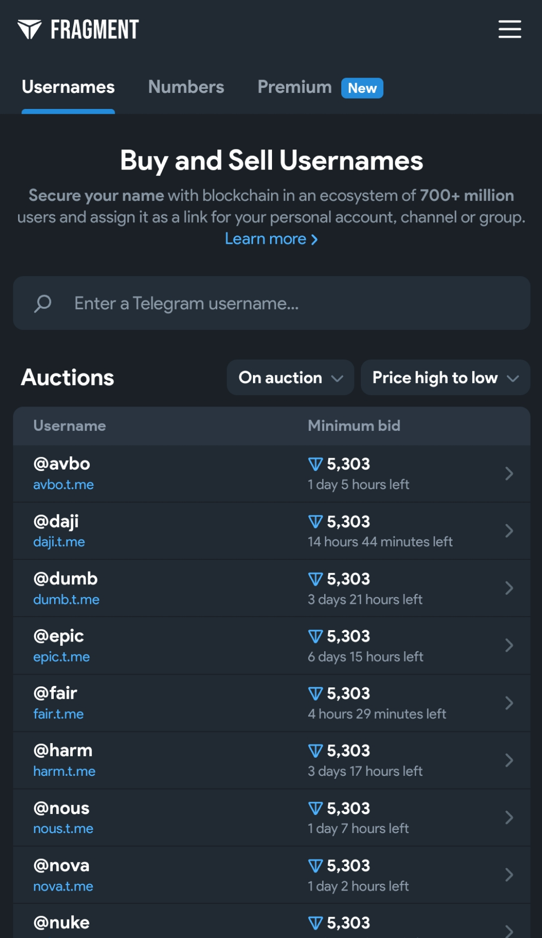 Telegram Usernames App Image