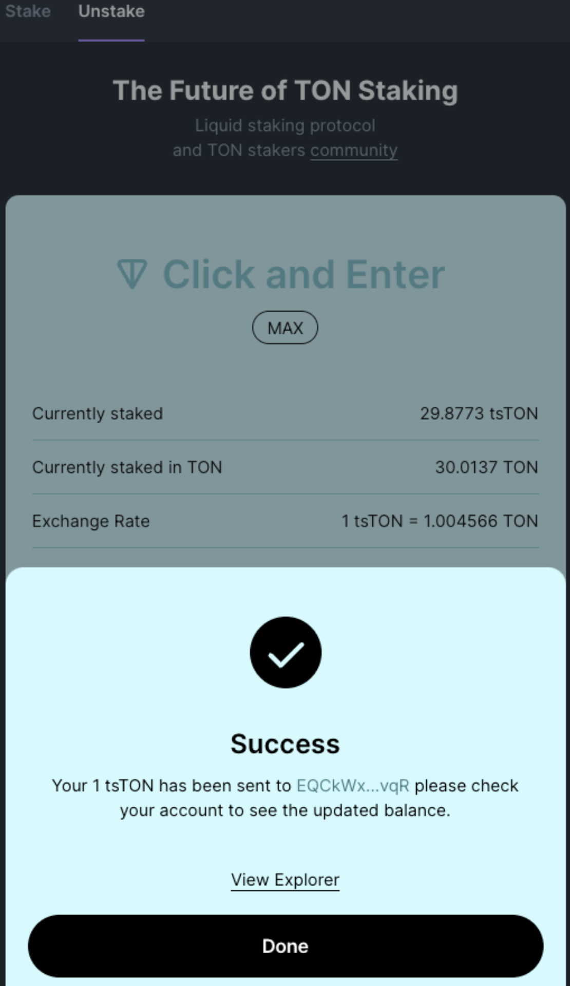 Tonstakers Staking App Image