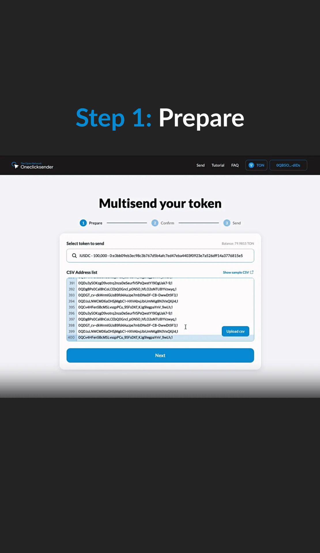 Oneclicksender App Image
