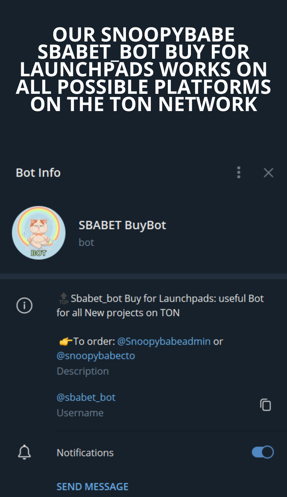 SBABET BuyBot App Image