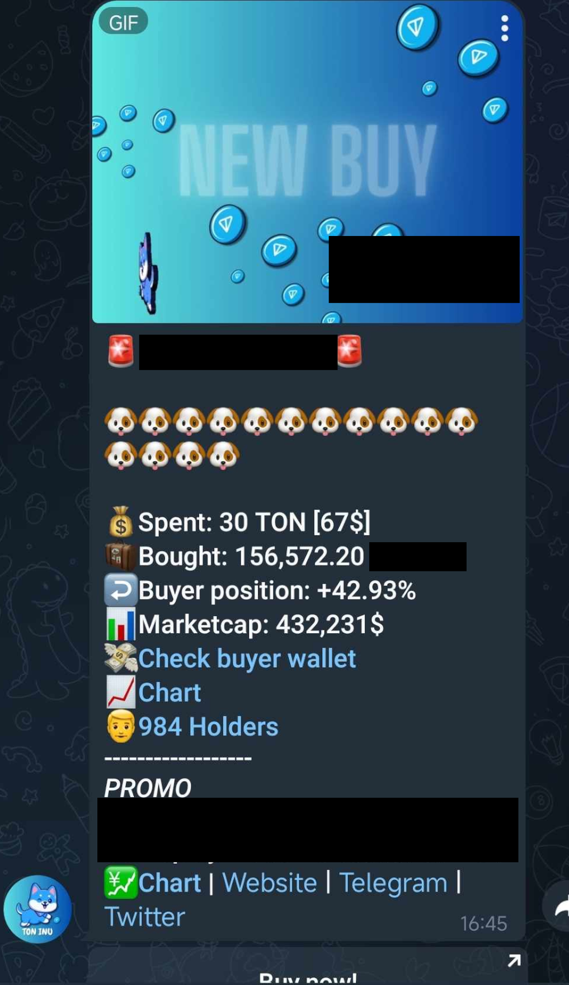 TON INU BuyBot App Image