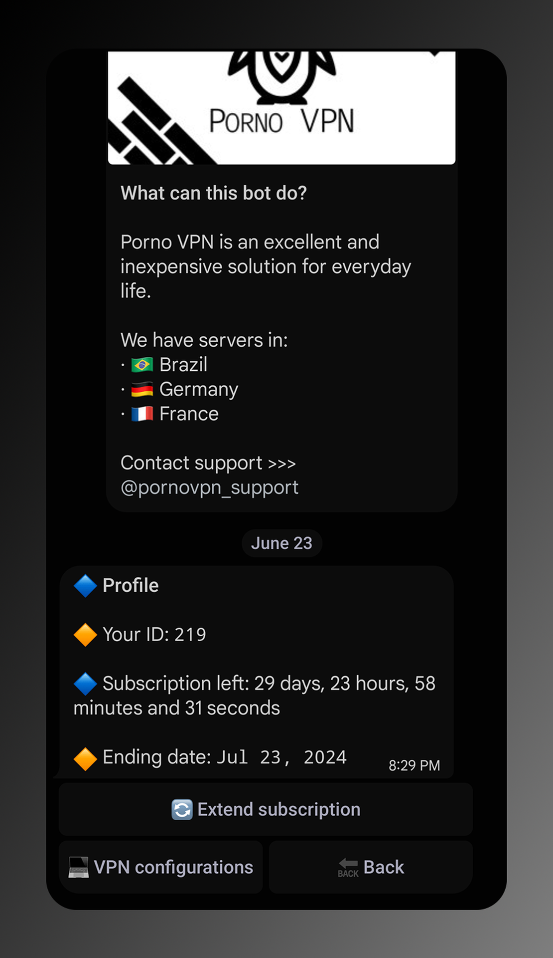 Porno VPN Bot App Image